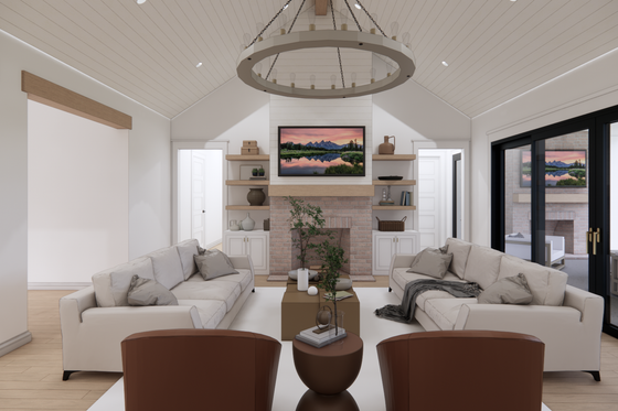 Interior - Family Room for Farmhouse House Plan #1074-133 - 4 bed, 3.5 bath