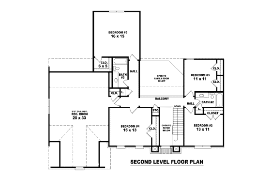 Floor Plan - Upper Floor for European House Plan #81-13699 - 5 bed, 3.5 bath