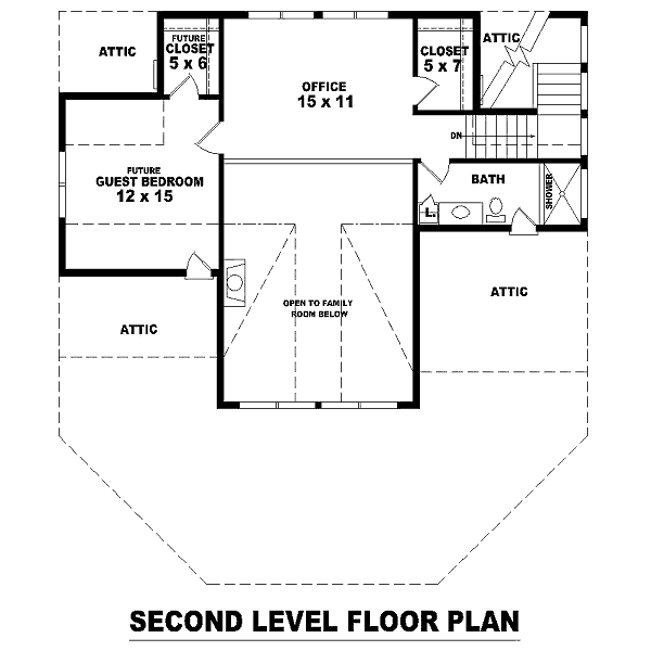 Floor Plan - Upper Floor for Cottage House Plan #81-1391 - 2 bed, 3 bath
