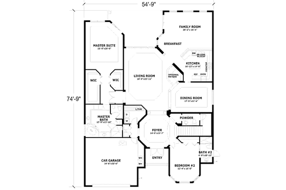 Floor Plan - Main Floor for European House Plan #420-145 - 4 bed, 3.5 bath