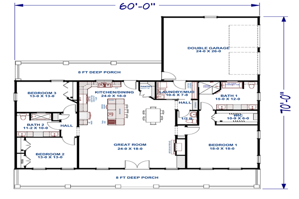 Southern Floor Plan - Main Floor Plan #44-269