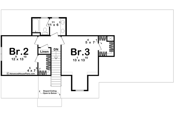 Floor Plan - Upper Floor for Modern House Plan #455-343 - 3 bed, 2.5 bath