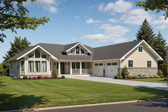 Exterior - Front Elevation for Traditional House Plan #117-204 - 3 bed, 3 bath