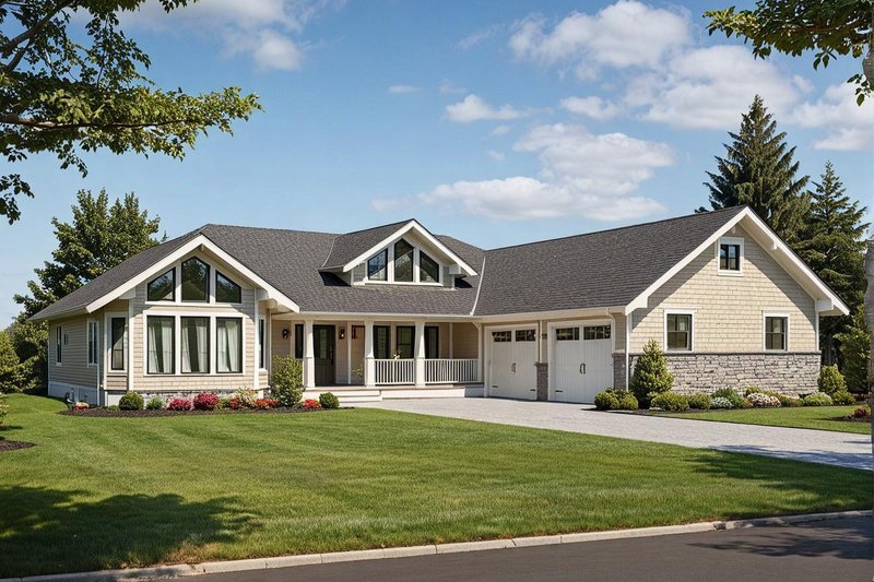 Exterior - Front Elevation 2 for Traditional House Plan #117-204 - 3 bed, 3 bath