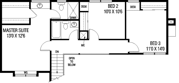 Bungalow Floor Plan - Upper Floor Plan #60-309