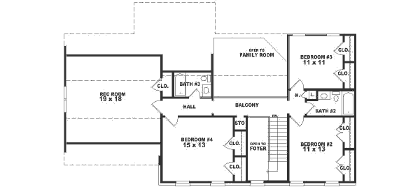 Colonial Floor Plan - Upper Floor Plan #81-485