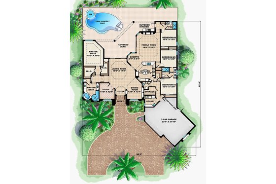 Floor Plan - Main Floor for European House Plan #27-568 - 4 bed, 3.5 bath