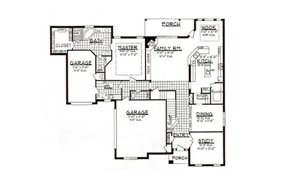 Floor Plan - Main Floor for European House Plan #62-143 - 4 bed, 3.5 bath
