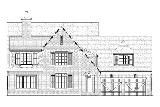Exterior - Front Elevation 3 for Tudor House Plan #901-12 - 3 bed, 2.5 bath