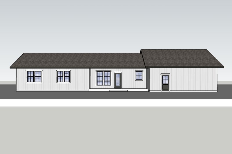 House Design - Exterior - Rear Elevation for Ranch House Plan #1105-9 - 3 bed, 2.5 bath
