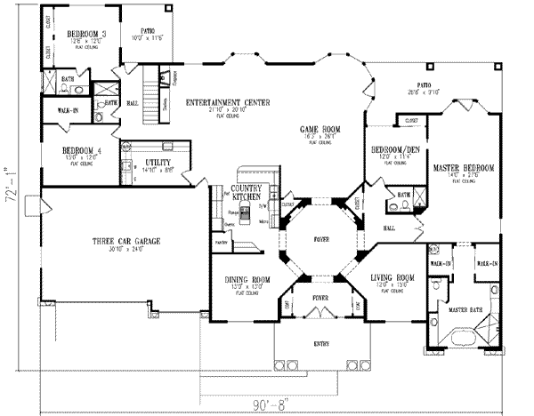 Adobe / Southwestern Floor Plan - Main Floor Plan #1-877