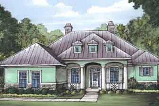 Exterior - Front Elevation for Mediterranean House Plan #115-192 - 4 bed, 3 bath