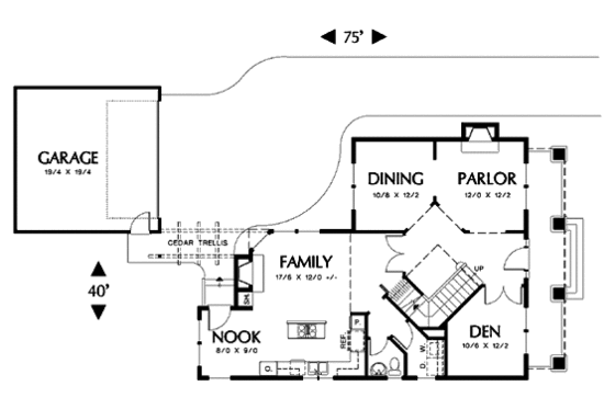 Floor Plan - Main Floor for Craftsman House Plan #48-339 - 4 bed, 2.5 bath