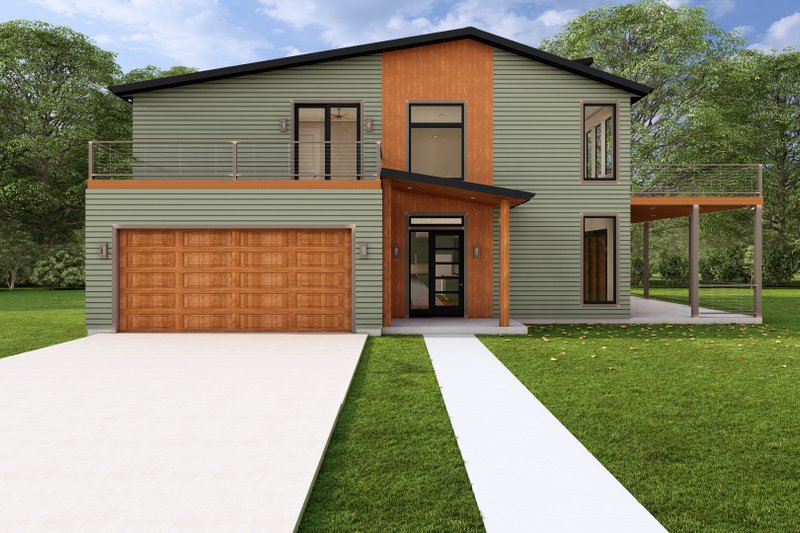 House Blueprint - Exterior - Front Elevation 3 for Modern House Plan #1127-25 - 4 bed, 4.5 bath