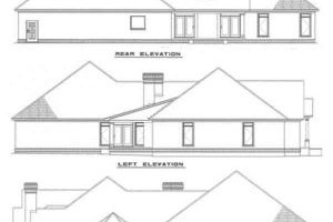 Exterior - Rear Elevation for Traditional House Plan #17-1023 - 4 bed, 2.5 bath