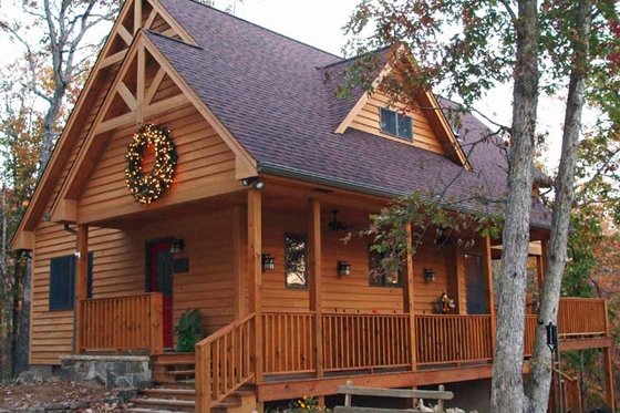 Exterior - Rear Elevation for Cabin House Plan #118-102 - 2 bed, 2 bath