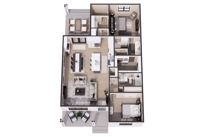Dream House Plan - Floor Plan - Main Floor 1 for Farmhouse House Plan #51-1483 - 2 bed, 2 bath