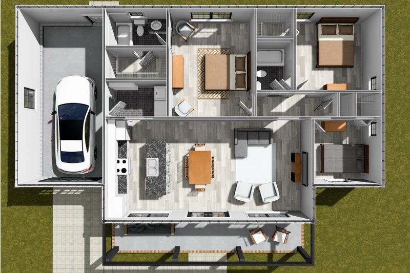 Architectural House Design - Floor Plan - Main Floor 1 for Farmhouse House Plan #513-2377 - 3 bed, 2 bath