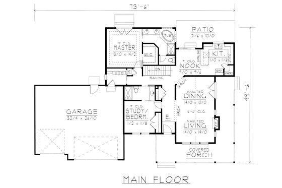 Floor Plan - Main Floor for Country House Plan #112-161 - 2 bed, 2 bath