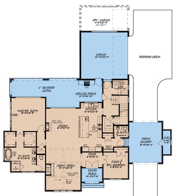 House Blueprint - European Floor Plan - Main Floor Plan #923-184