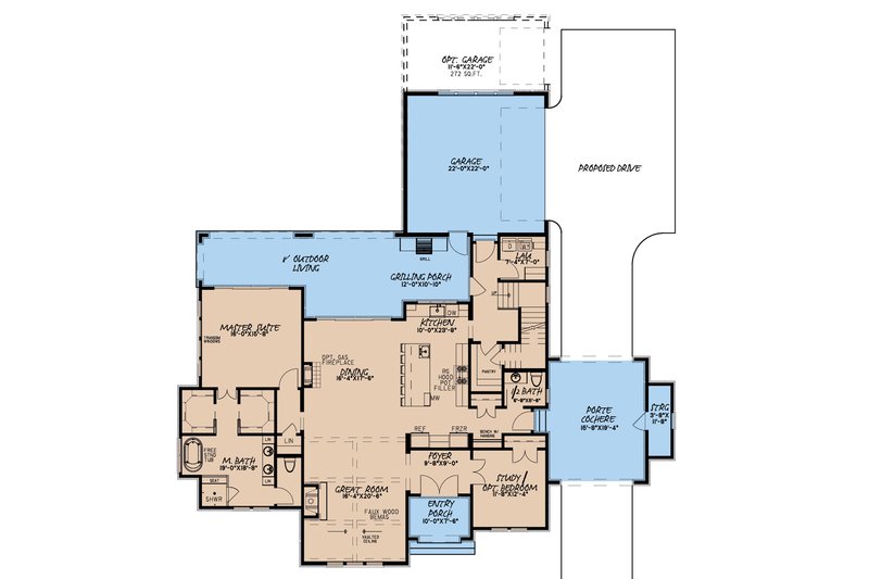 Architectural House Design - Floor Plan - Main Floor for European House Plan #923-184 - 3 bed, 2.5 bath
