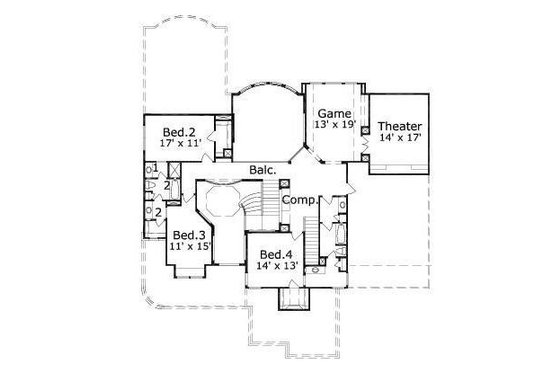 Floor Plan - Upper Floor for European House Plan #411-320 - 4 bed, 3.5 bath