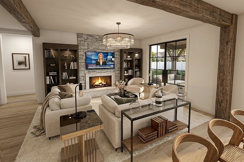 Home Plan - Interior - Family Room for Farmhouse House Plan #928-356 - 4 bed, 3 bath