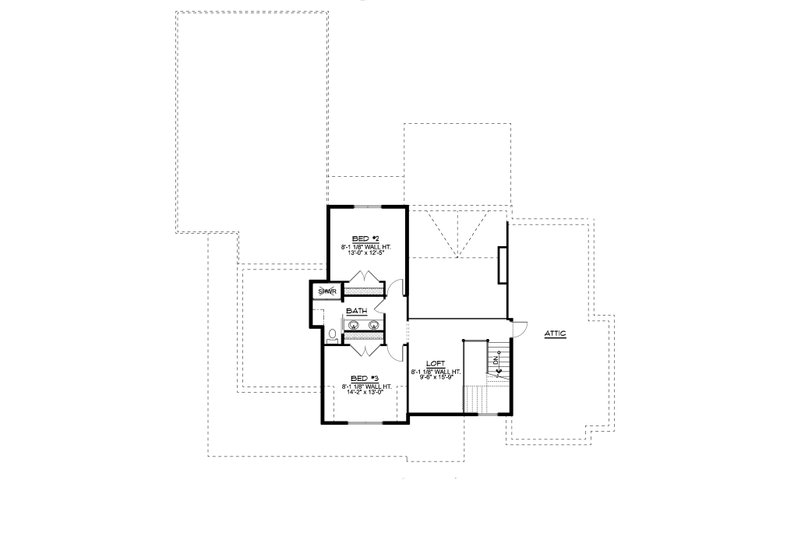 House Blueprint - Floor Plan - Upper Floor for Farmhouse House Plan #1064-101 - 3 bed, 2.5 bath