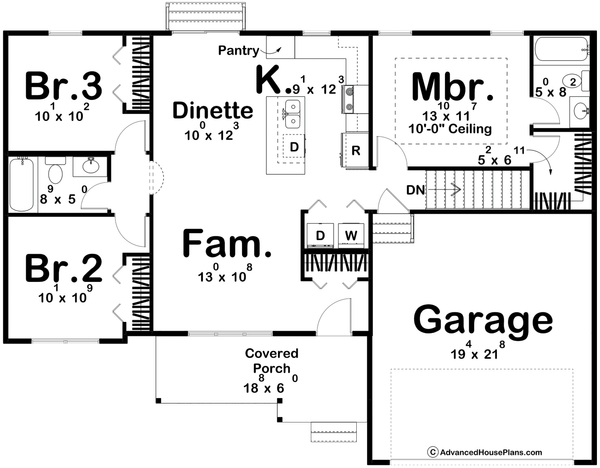 Traditional Floor Plan - Main Floor Plan #455-729