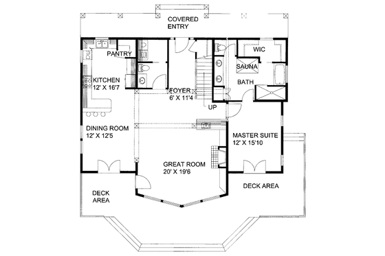 Floor Plan - Main Floor for Bungalow House Plan #117-779 - 3 bed, 2.5 bath