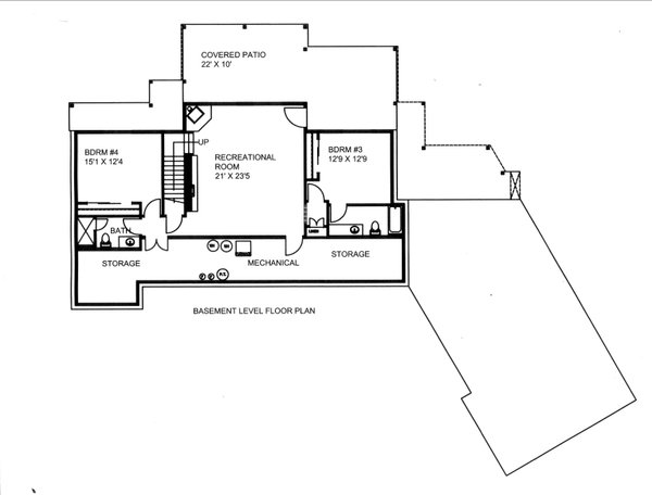 Floor Plan - Lower Floor for Craftsman House Plan #117-1113 - 4 bed, 4 bath