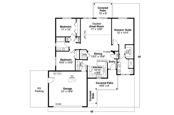 Architectural House Design - Traditional Floor Plan - Main Floor Plan #124-1255