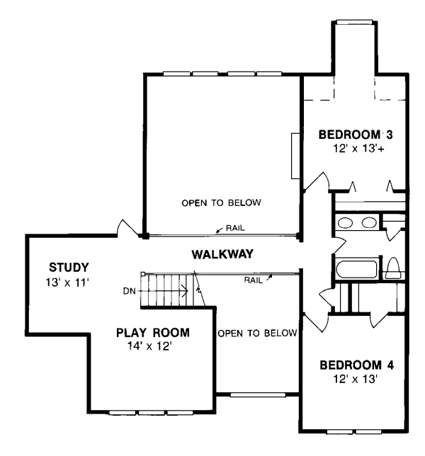 House Design - European Floor Plan - Upper Floor Plan #20-286