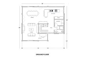 Floor Plan - Main Floor for Modern House Plan #542-4 - 3 bed, 3 bath
