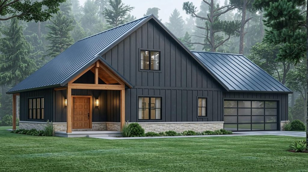 Exterior - Front Elevation 2 for Barndominium House Plan #1064-300 - 3 bed, 2 bath