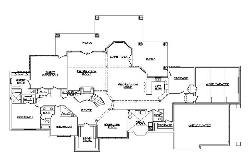 Dream House Plan - Floor Plan - Lower Floor for European House Plan #5-346 - 5 bed, 5 bath