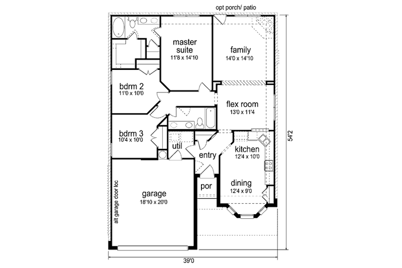 Home Plan - Floor Plan - Main Floor for Traditional House Plan #84-474 - 3 bed, 2 bath