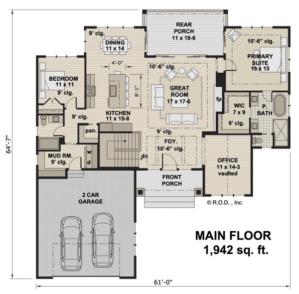 Farmhouse Floor Plan - Main Floor Plan #51-1248