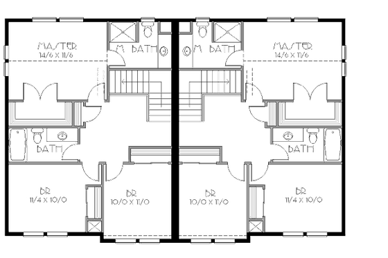 Floor Plan - Upper Floor for Craftsman House Plan #423-7 - 3 bed, 2.5 bath