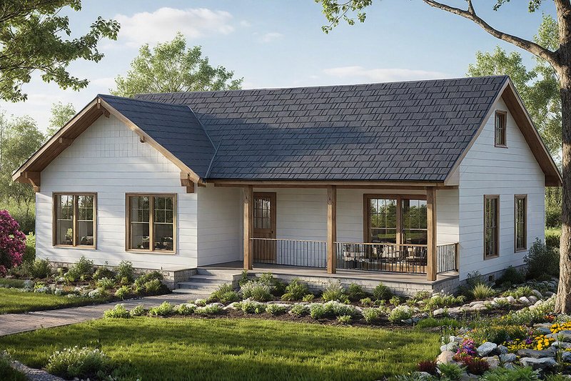 Farmhouse Style House Plan - 3 Beds 2 Baths 1328 Sq/Ft Plan #124-300 Exterior
