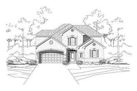 Exterior - Front Elevation for European House Plan #411-670 - 3 bed, 2.5 bath