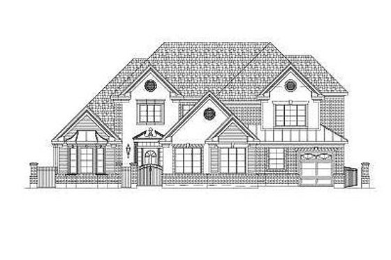 Exterior - Front Elevation for European House Plan #411-836 - 5 bed, 4.5 bath