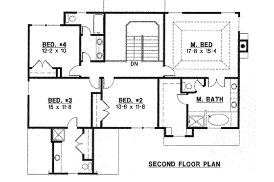 Floor Plan - Upper Floor for Traditional House Plan #67-751 - 4 bed, 3.5 bath