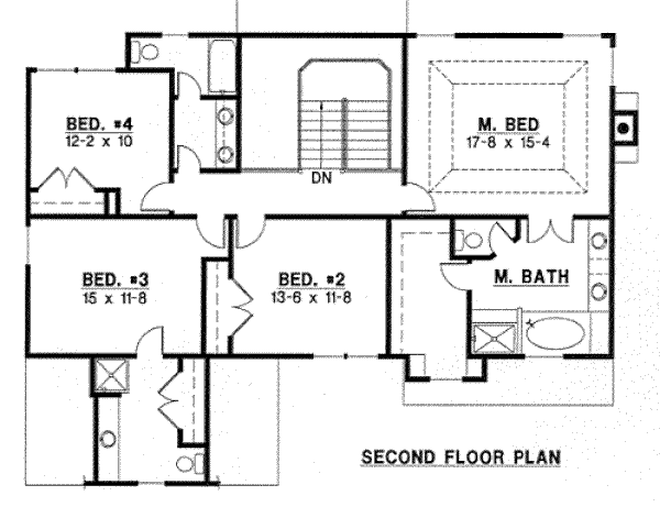 Traditional Floor Plan - Upper Floor Plan #67-751