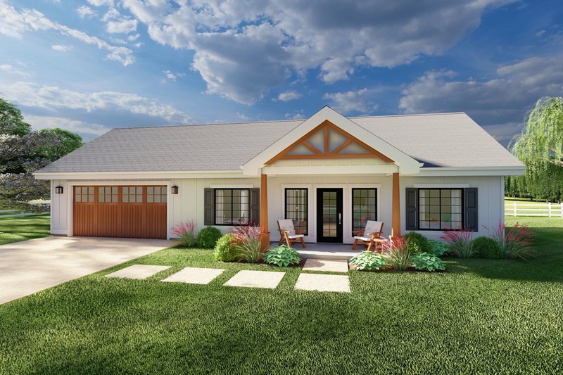 House Blueprint - Farmhouse Exterior - Front Elevation Plan #126-258