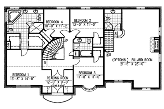 Floor Plan - Upper Floor for European House Plan #138-294 - 4 bed, 2.5 bath