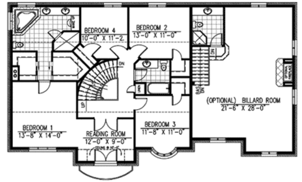 European Floor Plan - Upper Floor Plan #138-294