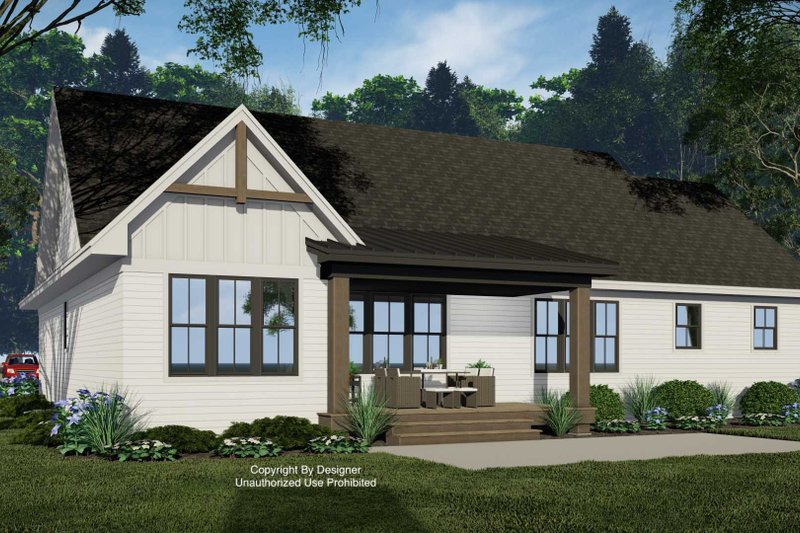 House Blueprint - Exterior - Rear Elevation 2 for Farmhouse House Plan #51-1227 - 4 bed, 2 bath
