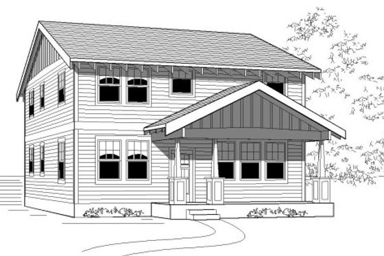 Exterior - Front Elevation for Craftsman House Plan #423-13 - 4 bed, 3 bath