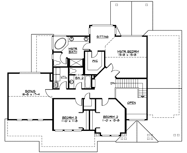 Craftsman Floor Plan - Upper Floor Plan #132-135